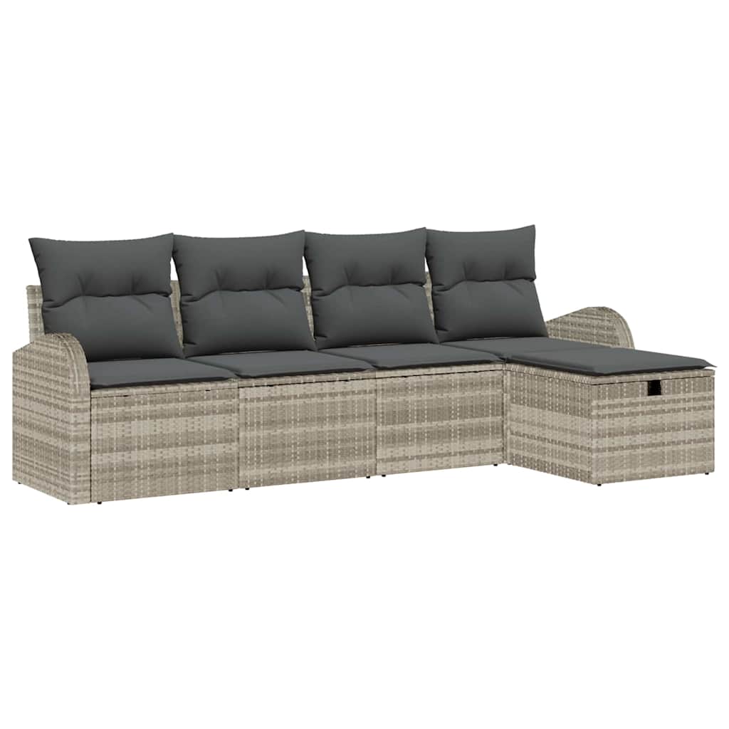 Garten-Sofa-Set 5 pcs Hellgrau 234 x 117 x 85 cm Poly Rattan